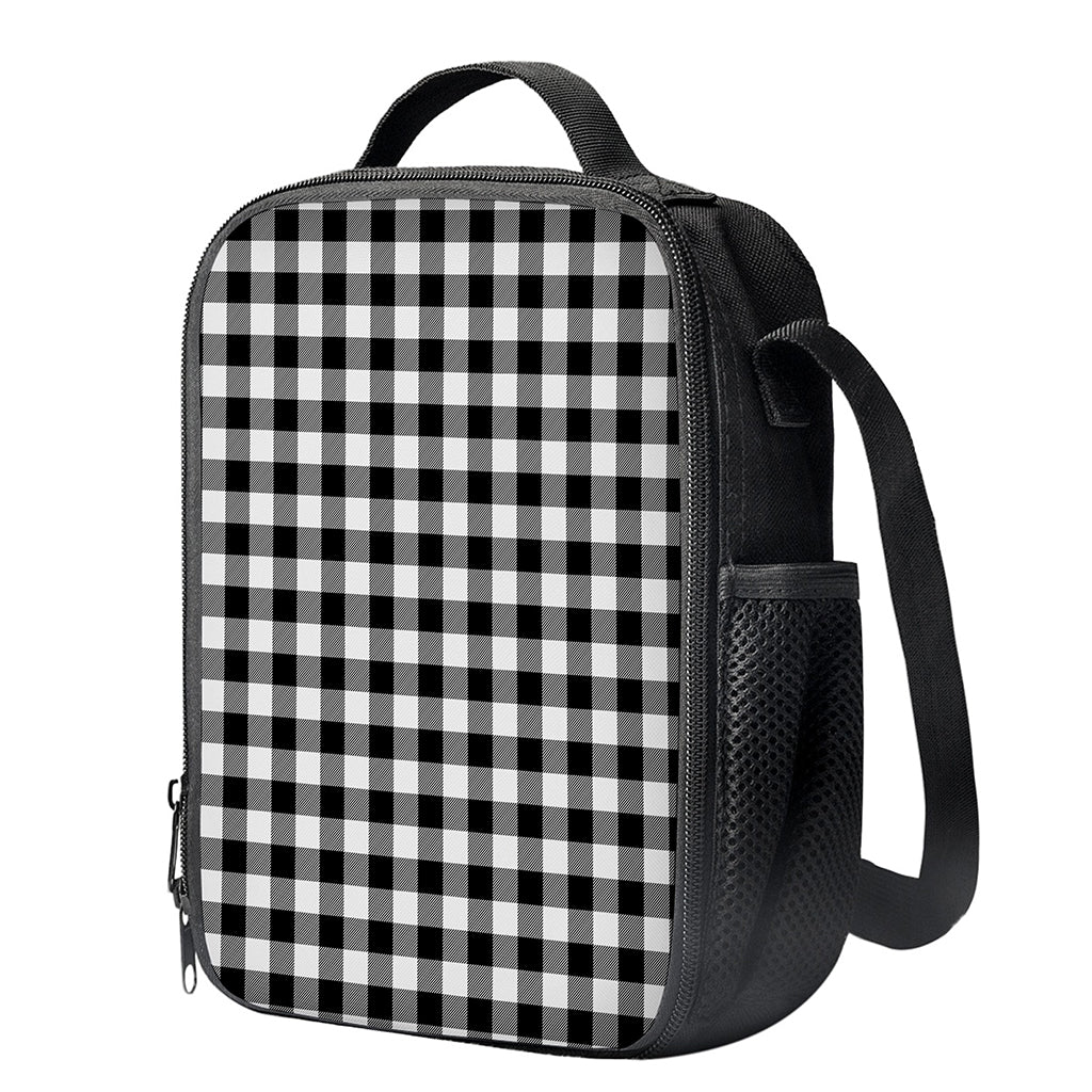 Black And White Buffalo Plaid Print Crossbody Lunch Bag