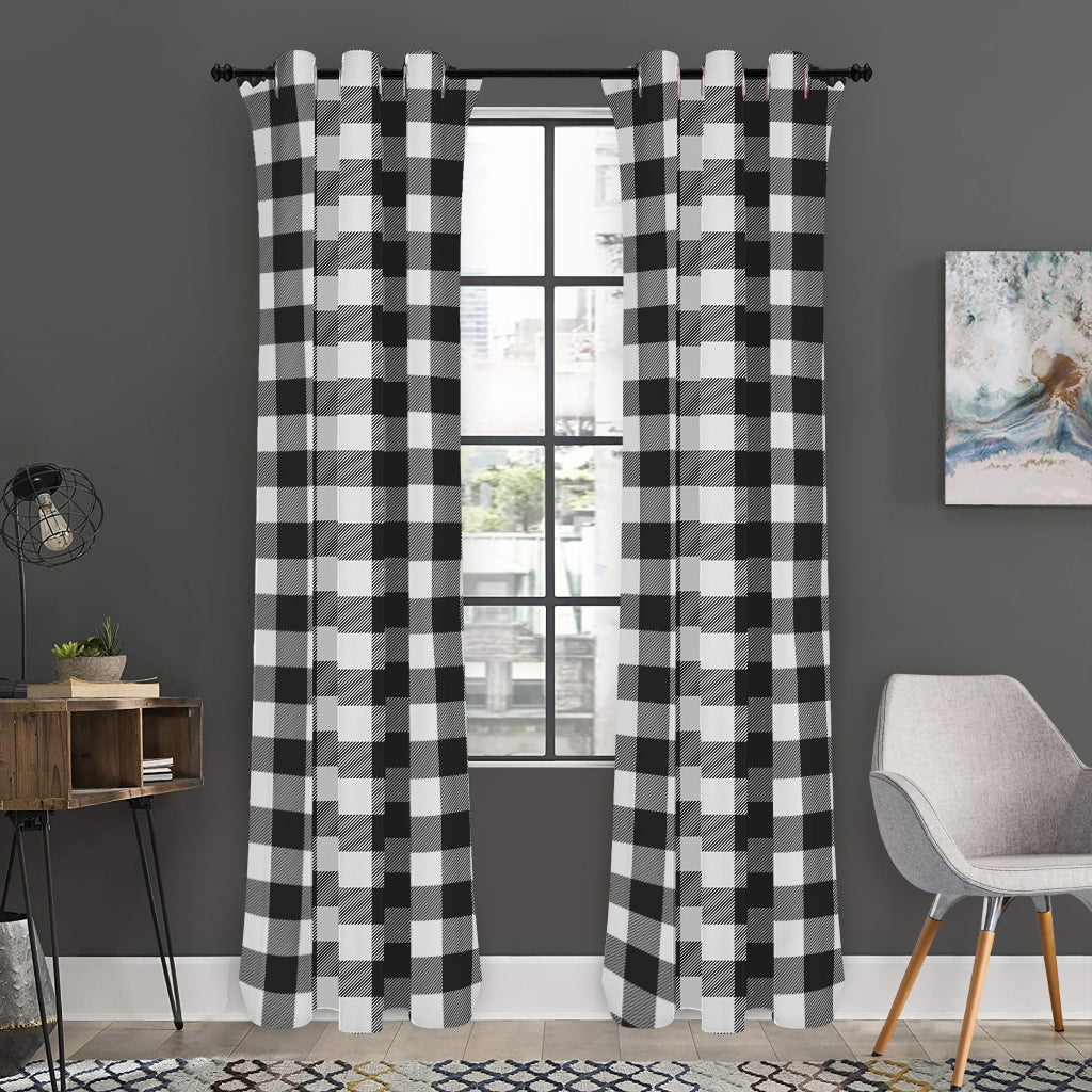 Black And White Buffalo Plaid Print Curtain
