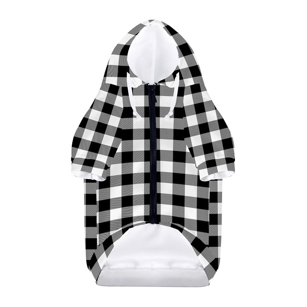 Black And White Buffalo Plaid Print Dog Zip Up Hoodie