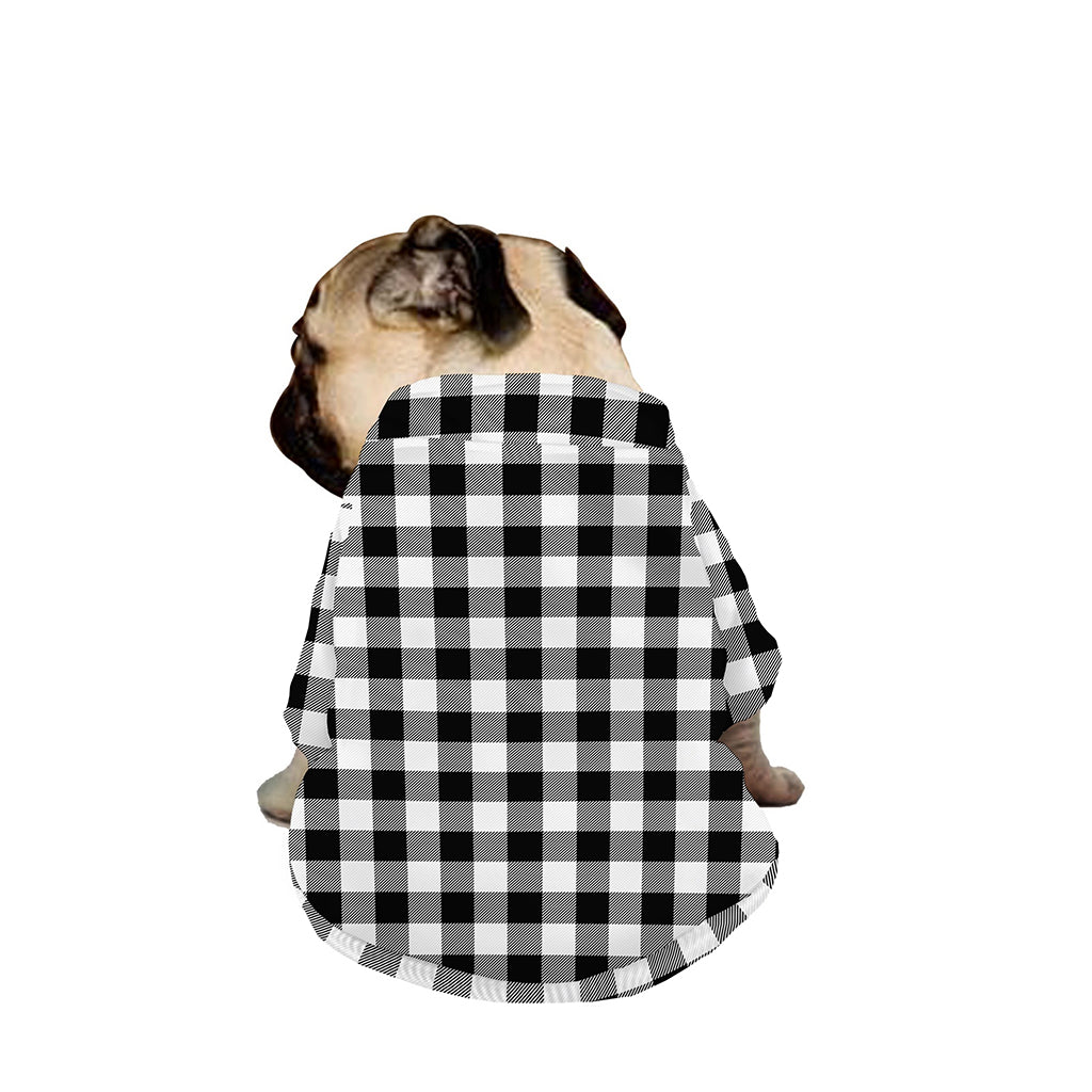 Black And White Buffalo Plaid Print Dog Zip Up Jacket