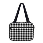 Black And White Buffalo Plaid Print Double Strap Bible Bag