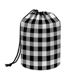Black And White Buffalo Plaid Print Drawstring Makeup Bag