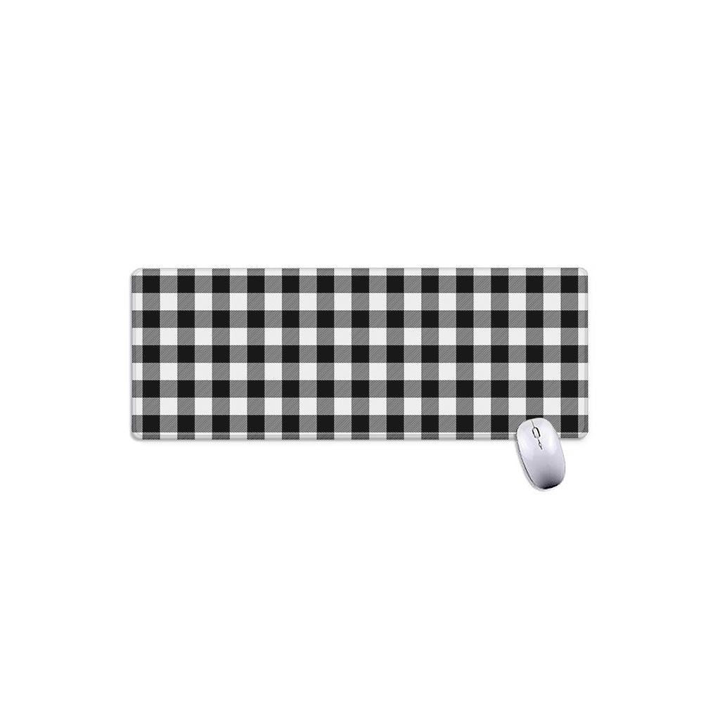 Black And White Buffalo Plaid Print Extended Mouse Pad