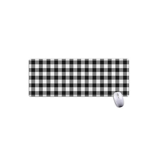 Black And White Buffalo Plaid Print Extended Mouse Pad