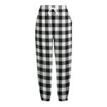 Black And White Buffalo Plaid Print Fleece Lined Knit Pants