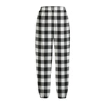 Black And White Buffalo Plaid Print Fleece Lined Knit Pants