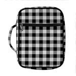 Black And White Buffalo Plaid Print Front Pocket Bible Bag