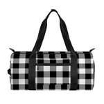 Black And White Buffalo Plaid Print Gym Bag