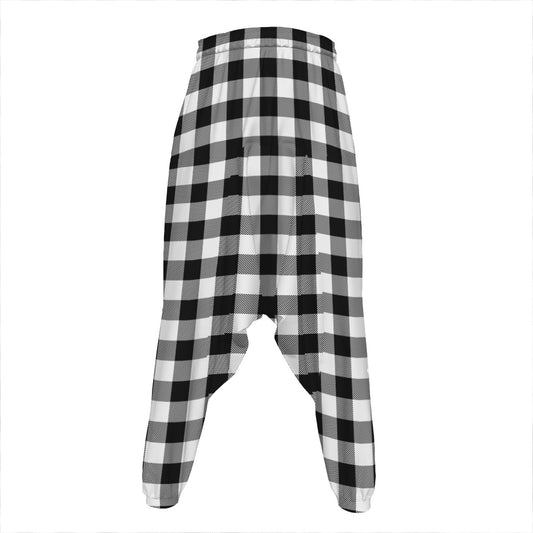 Black And White Buffalo Plaid Print Hammer Pants