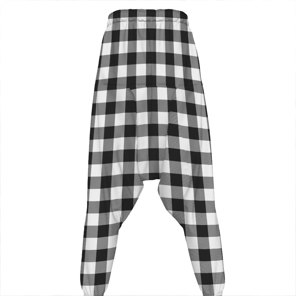 Black And White Buffalo Plaid Print Hammer Pants