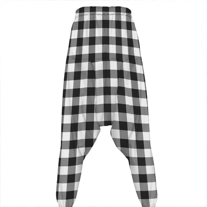Black And White Buffalo Plaid Print Hammer Pants