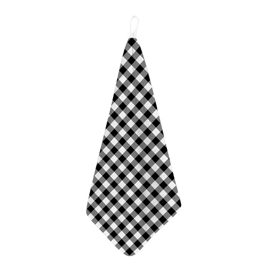 Black And White Buffalo Plaid Print Hand Towel