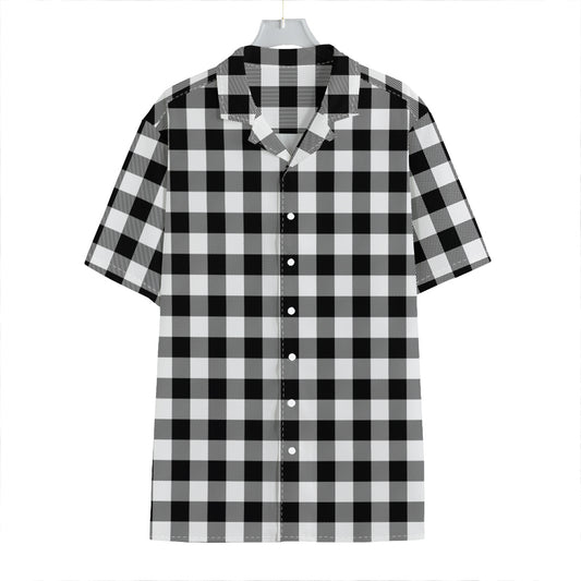 Black And White Buffalo Plaid Print Hawaiian Shirt
