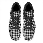 Black And White Buffalo Plaid Print High Top Leather Sneakers
