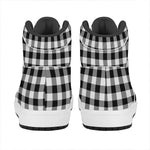 Black And White Buffalo Plaid Print High Top Leather Sneakers