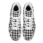 Black And White Buffalo Plaid Print High Top Leather Sneakers