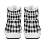 Black And White Buffalo Plaid Print High Top Leather Sneakers