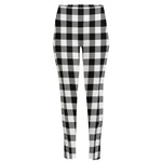 Black And White Buffalo Plaid Print High-Waisted Pocket Leggings