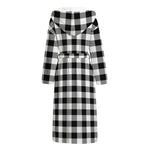 Black And White Buffalo Plaid Print Hooded Bathrobe