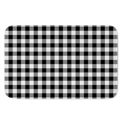 Black And White Buffalo Plaid Print Indoor Door Mat