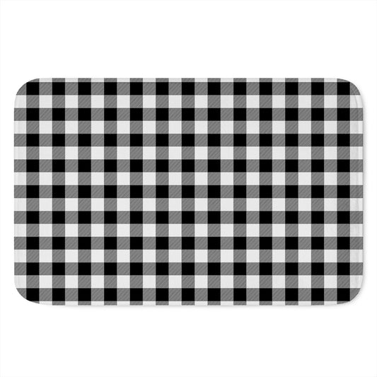 Black And White Buffalo Plaid Print Indoor Door Mat