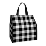 Black And White Buffalo Plaid Print Insulated Lunch Tote