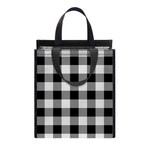Black And White Buffalo Plaid Print Insulated Lunch Tote