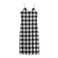 Black And White Buffalo Plaid Print Jersey Midi Cami Dress