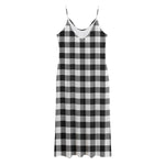 Black And White Buffalo Plaid Print Jersey Midi Cami Dress