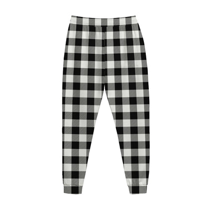 Black And White Buffalo Plaid Print Jogger Pants