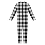 Black And White Buffalo Plaid Print Jumpsuit