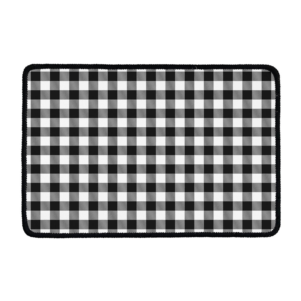Black And White Buffalo Plaid Print Kitchen Mat