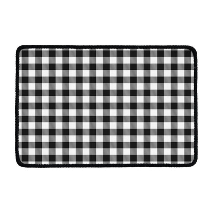 Black And White Buffalo Plaid Print Kitchen Mat