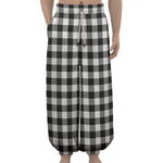 Black And White Buffalo Plaid Print Lantern Pants