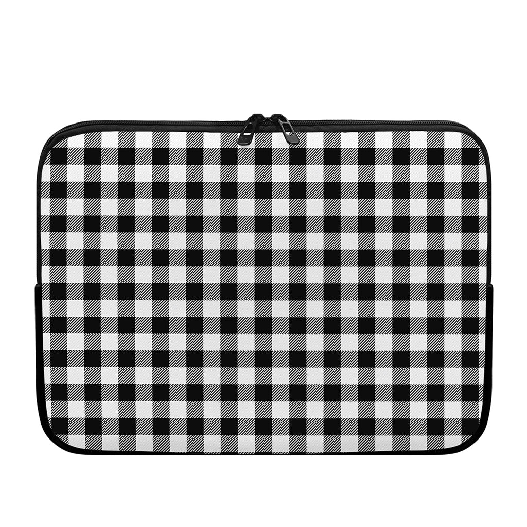 Black And White Buffalo Plaid Print Laptop Sleeve