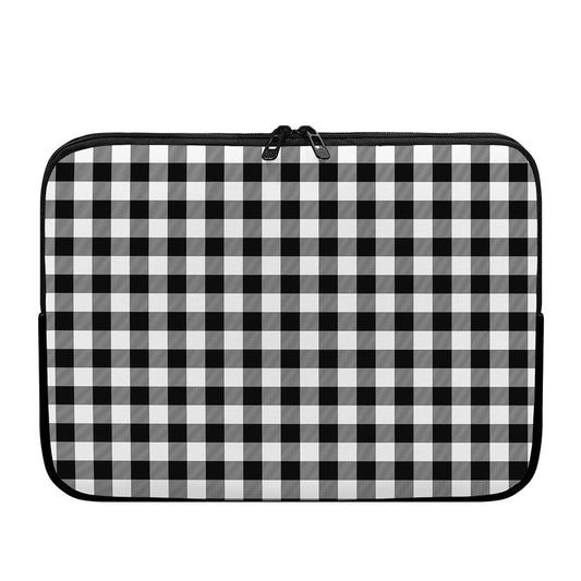 Black And White Buffalo Plaid Print Laptop Sleeve