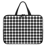 Black And White Buffalo Plaid Print Laptop Sleeve With Handle