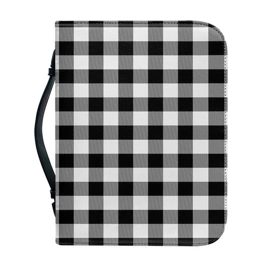 Black And White Buffalo Plaid Print Leather Bible Cover