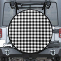 Black And White Buffalo Plaid Print Leather Spare Tire Cover