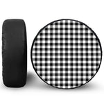 Black And White Buffalo Plaid Print Leather Spare Tire Cover