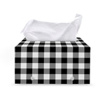 Black And White Buffalo Plaid Print Leather Tissue Box Cover