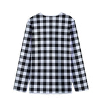 Black And White Buffalo Plaid Print Long Sleeve Short Coat