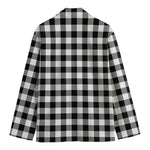 Black And White Buffalo Plaid Print Men's Blazer
