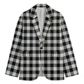 Black And White Buffalo Plaid Print Men's Cotton Blazer