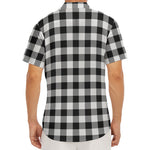 Black And White Buffalo Plaid Print Men's Deep V-Neck Shirt