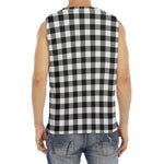 Black And White Buffalo Plaid Print Men's Fitness Tank Top