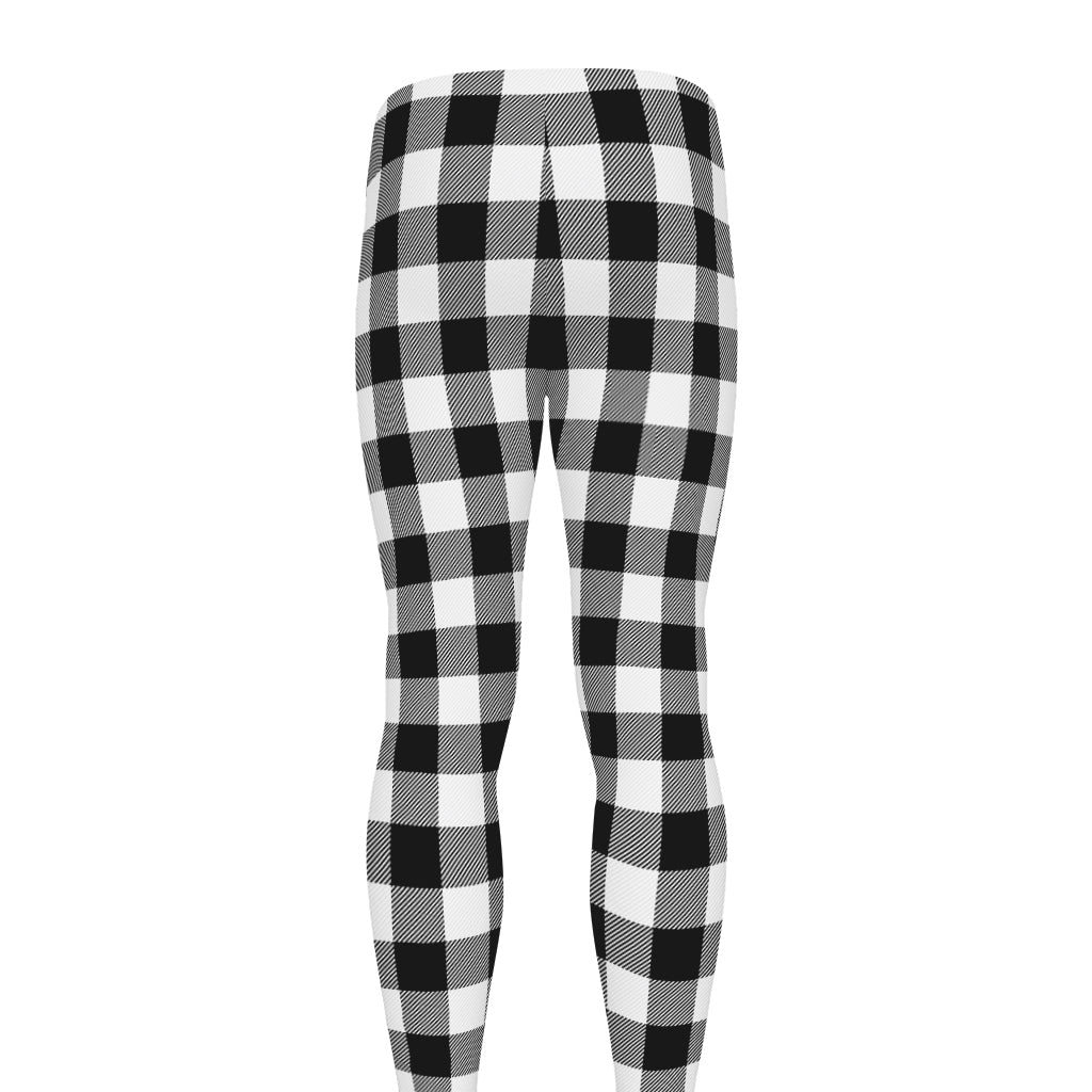 Black And White Buffalo Plaid Print Men's leggings