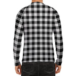 Black And White Buffalo Plaid Print Men's Long Sleeve Rash Guard