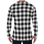 Black And White Buffalo Plaid Print Men's Long Sleeve T-Shirt