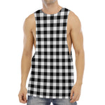 Black And White Buffalo Plaid Print Men's Muscle Tank Top